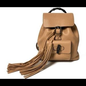 Gucci Leather Bamboo Tassel Tan Backpack small
